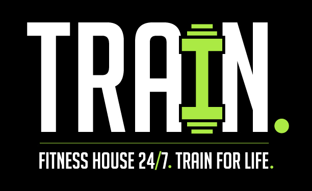 TRAIN. FITNESS HOUSE 24/7. Logo