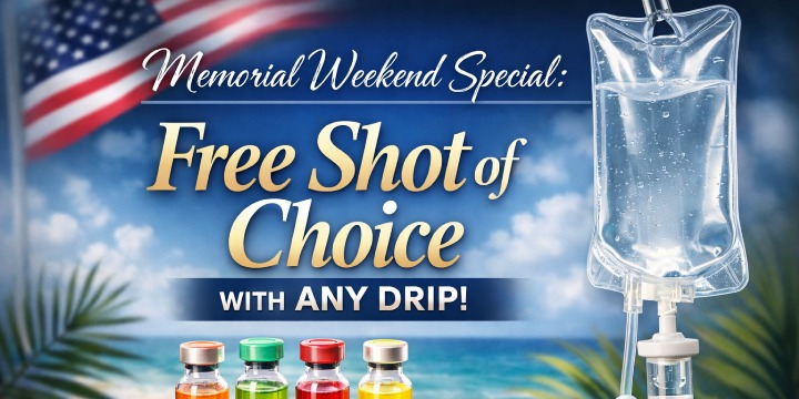 Memorial Weekend Special: Free Shot of Choice with ANY Drip! offer image