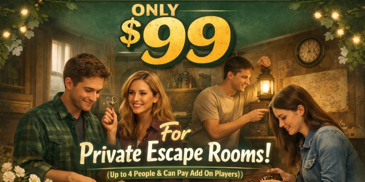 ONLY $99 For Private Escape Rooms (up to 4 people & can pay add on players) offer image