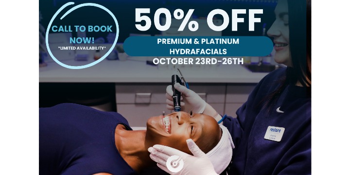 50% Off Premium or Platinum Hydrafacial offer image