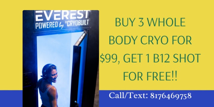 BUY 3 WB CRYO SESSIONS FOR $99, GET 1 B12 SHOT FREE offer image