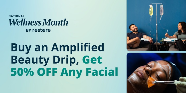 Buy an Amplified Beauty IV drip, get any facial 50% off offer image