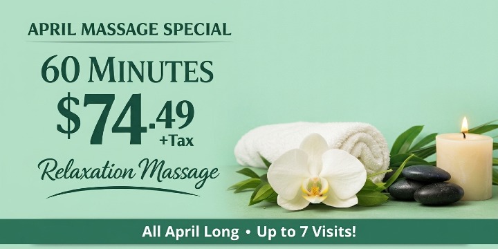EXCLUSIVE - $74+ 1hr massage re.$119+ April Promo offer image