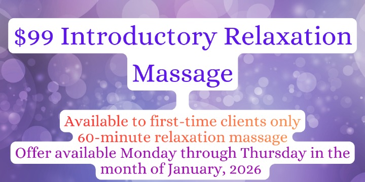 $99 Introductory Relaxation Massage offer image