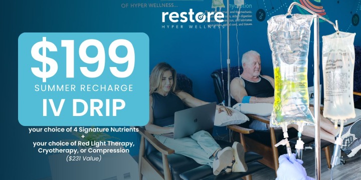 $199 Summer Recharge IV Drip + Your Choice of Red Light Therapy, Cryotherapy, or Compression offer image