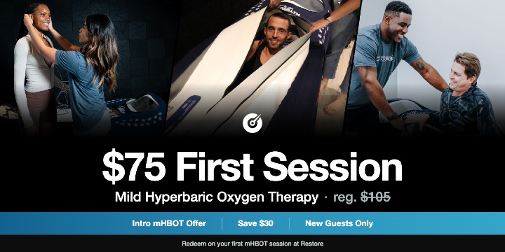 New Client Offer - $75 First Mild Hyperbaric Oxygen Session (Reg. $105) offer image