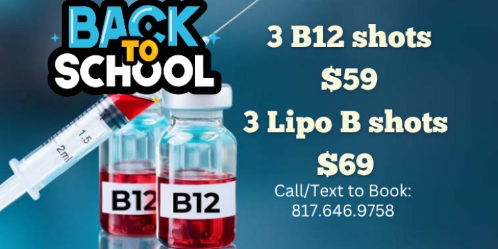 VITAMIN B12 (3) FOR 59, LIPO B (3) FOR $69 offer image