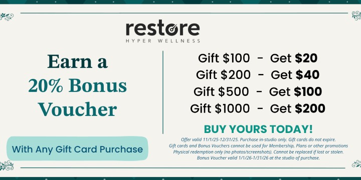 $100 for Gift Card + 20% Bonus Voucher at Restore Hyper Wellness -  Seminole (17% discount) offer image